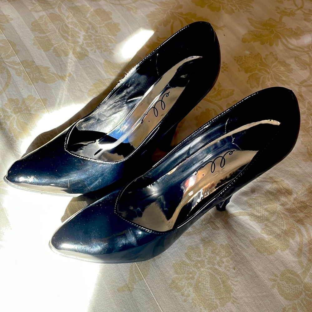 Drag paten leather stiletto heels